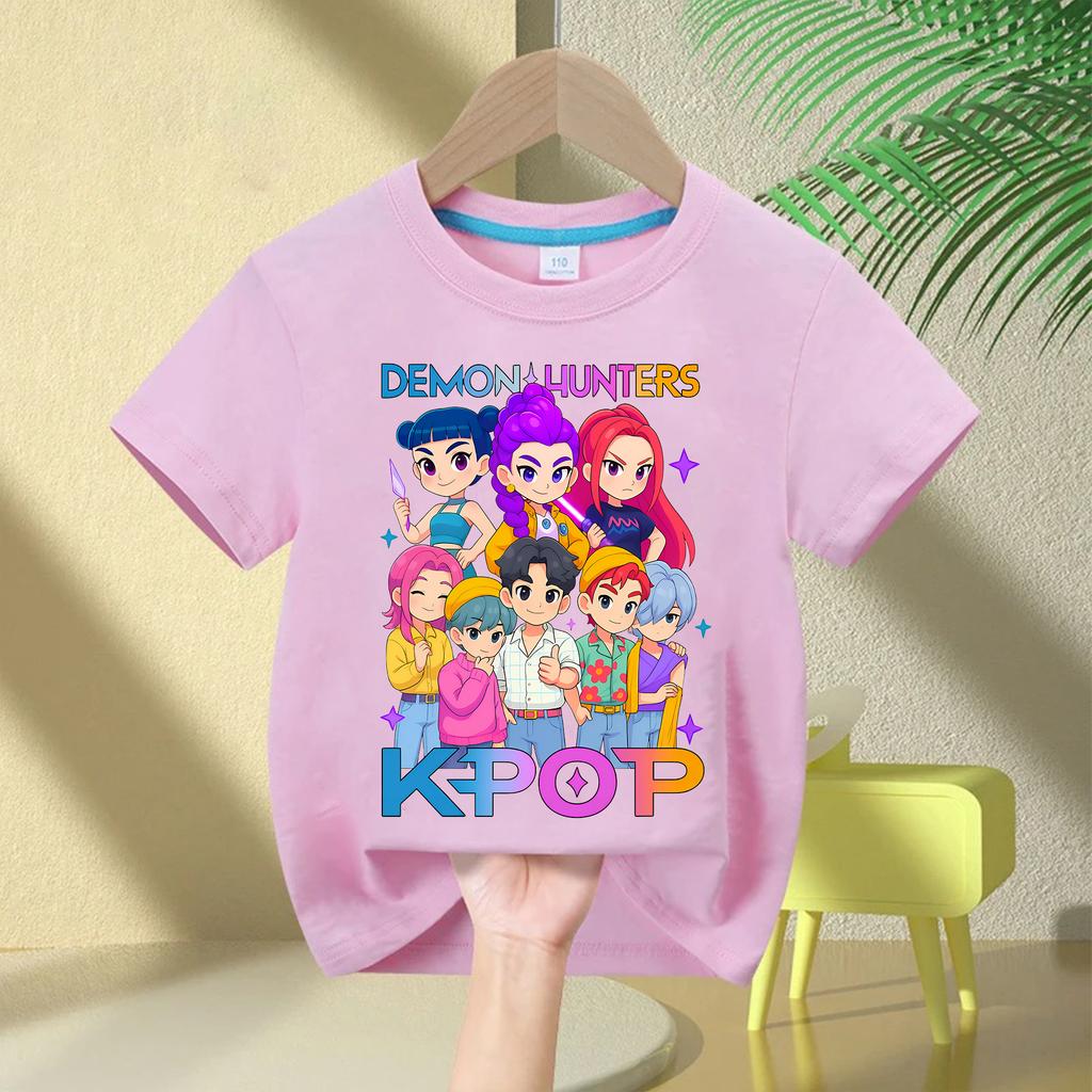 Baby Girl Clothes Crew Neck Cartoon Girls Boys Tee Kids Rumi T-shirt KPop Demon Hunters Print Fashion Casual Tops Casual