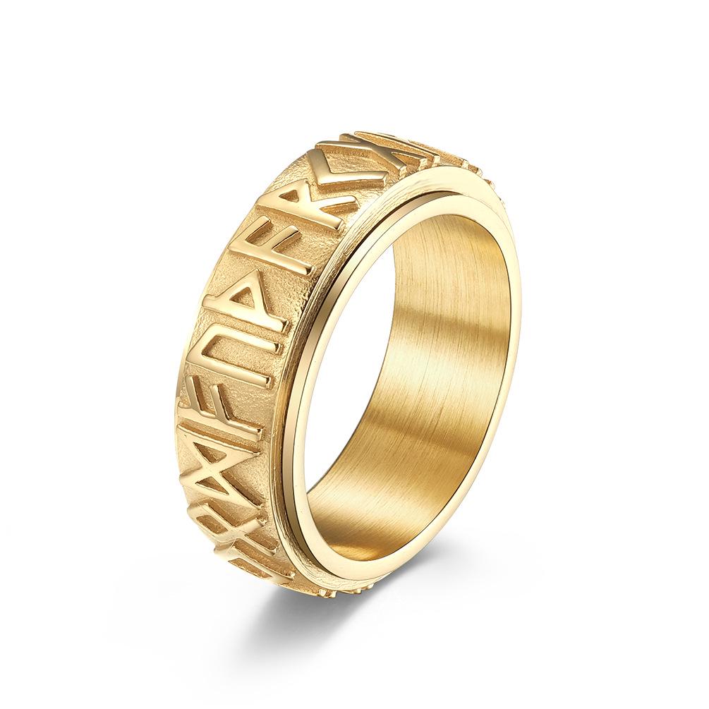 Nordic Viking Stainless Steel Rune Spinner Ring