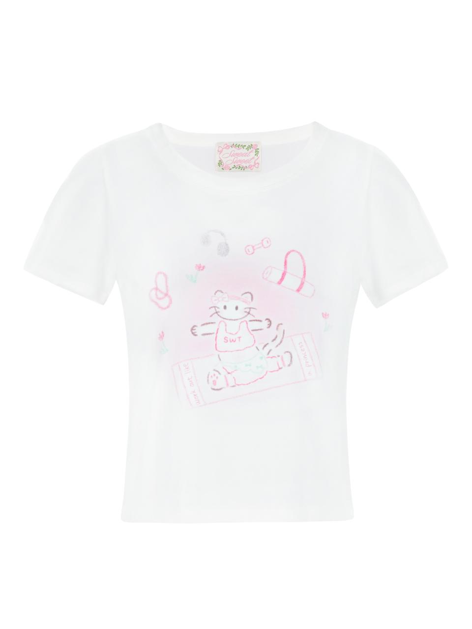 Sweat Sweet Meow Pilates Club T-Shirts - White