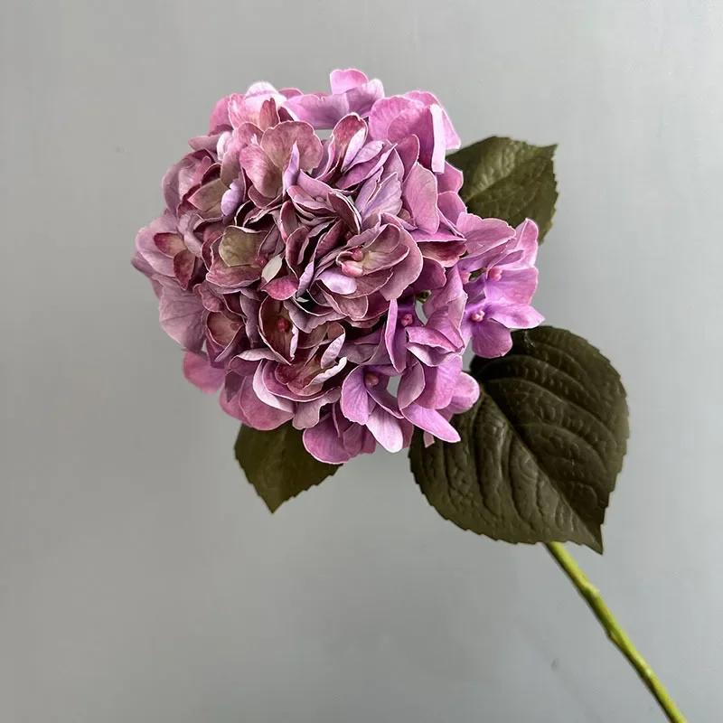 Simulation Hydrangeas 3D Printing Fake Flowers Table Decor Artificial Flower 62cm Hawaiian Hydrangea Branch Office Decoration