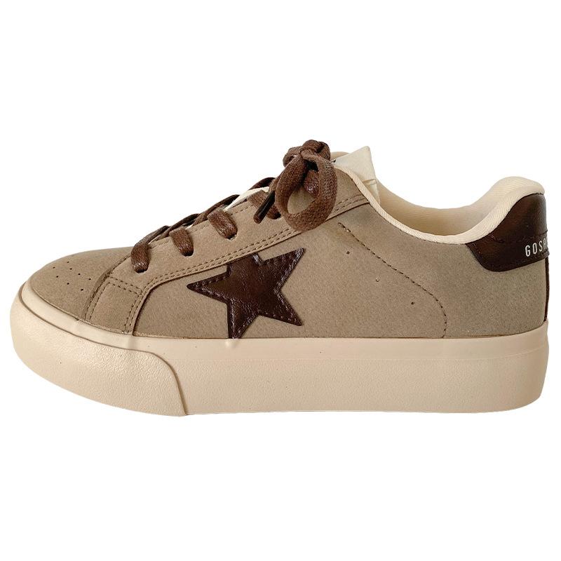 6602 Latex-Einlegesohlen/Sterne Dicke Grundplatte Schuhe Damen Frühjahr 2025 Neu Retro Hongkong-Stil Nische Deutsche Trainingsschuhe