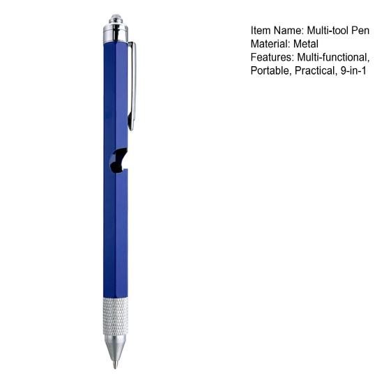 Multiverktøy Multifunksjonell Linjal Penner med LED-penn Flaskeåpner Stylus Kul