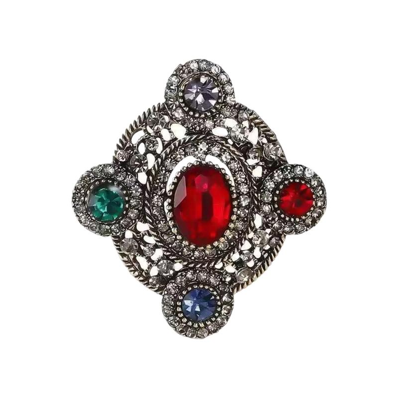 Sparkling Rhinestones Bowknot Heart Oval Brooch Pin Retro Design Lightweight Badge Pin For Dresses Coats And Suits