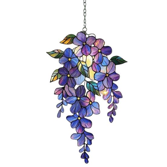 Wisteria Suncatcher Acrylic Hanging Flower Branch Ornament Stained Glass Style