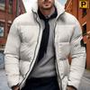 Män Cotton Coat Stand Krage Långärmad Dragkedja Stängning Förtjockad jacka med sidofickor Down Cotton Puffer Ytterkläder