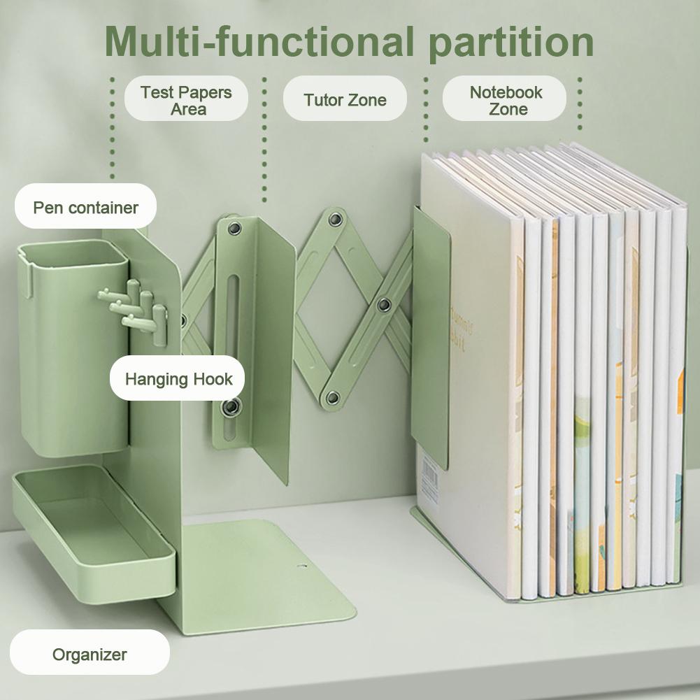Retractable Desktop Bookstand Wear Resist Modern Metal Book Holder Vertical File Sorter Rack School Students Supplies