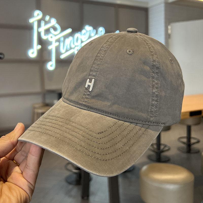 Simple Letter Embroidery Purple Baseball Cap Women's Summer Wide Brim Big Face Showing Small Face Big Head Circumference Peaked Cap