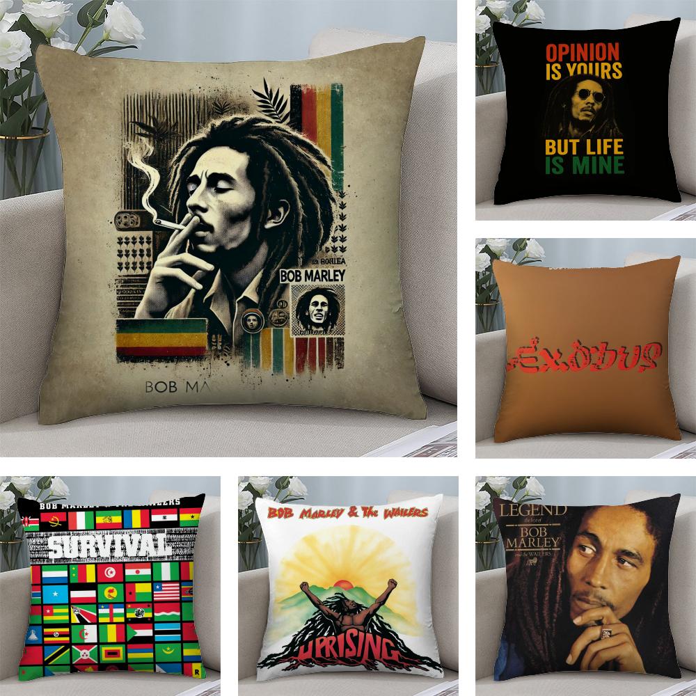 BobS Marley TThe Wailers Cushion Cover Soft Plush Fabric DoubleSided Printed Sofa Cushion Cover for All Seasons Home Decor