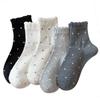 25 New Women's Mid-Calf Wood Ear Edge Polka Dot Lace Socks, Japanese Ballet Style Autumn Trend