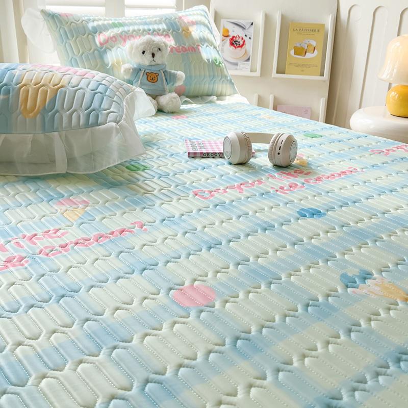 Sleep grid bed skirt style cool silk cooling mat three piece set