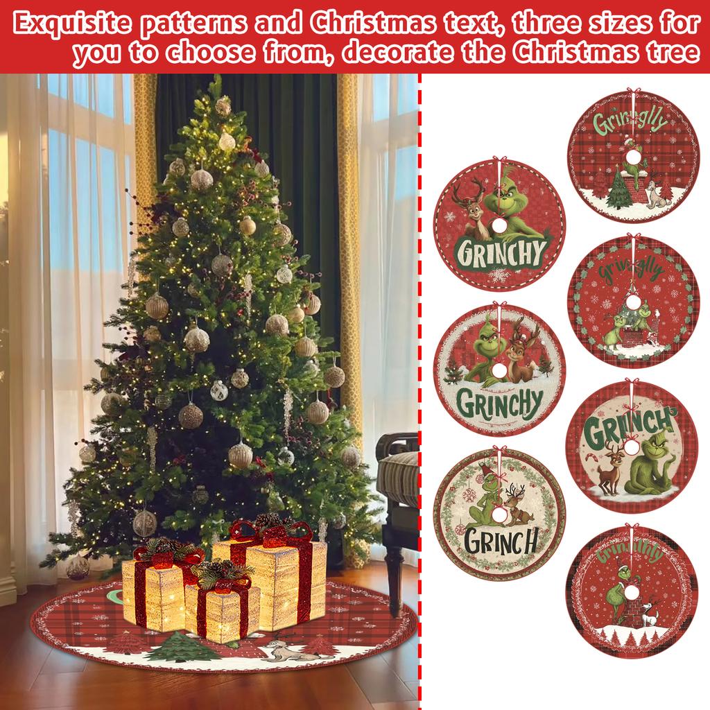 Christmas Tree Skirt New Greentown Cartoon Tree Skirt 90CM Digital Printing Christmas Creative Decoration Tree Fence
