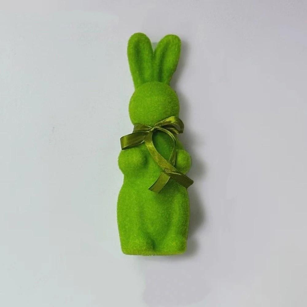 With Bow Tie Bunny Decoration Creative Large Flocking Rabbit Statues Cute Design Party Rabbit Ornaments Indoor Outdoor Lawn
