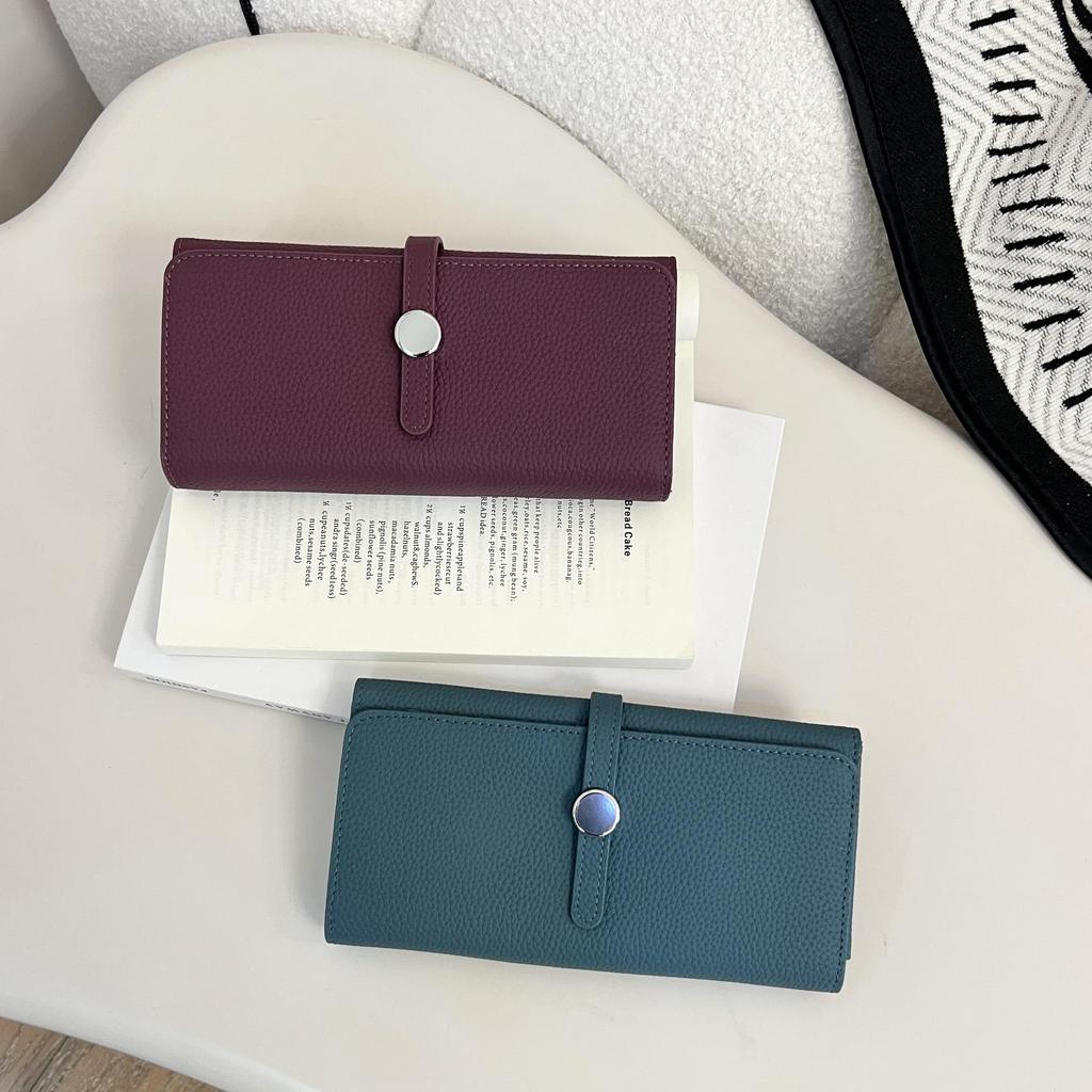 2026 New Women's Soft Cowhide Leather Clutch: Genuine Foldable Long Wallet with Large Capacity for Phone and Money Clip