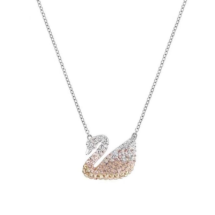 Elegante kleiner Schwan Diamant Schlüsselbein Halskette - Titanstahl.