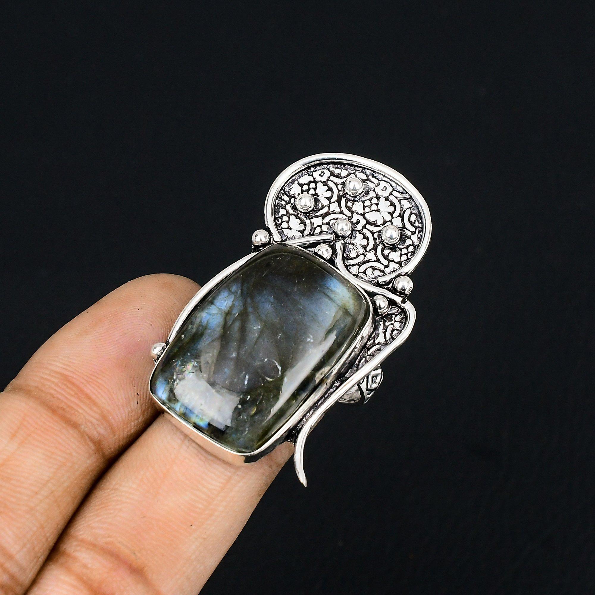 

Gift For Women Statement Ring Size 7 925 Silver Natural Labradorite Gemstone 7