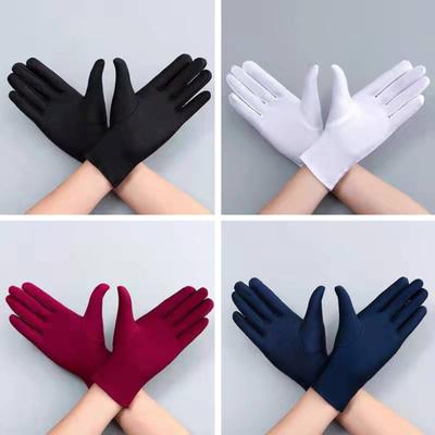 1 Pair  Winter Gloves Five Fingers Solid Color Elastic Anti Slip Sun Protection Breathable Soft Stage Performance Auction Ritual Girl Gloves EMA