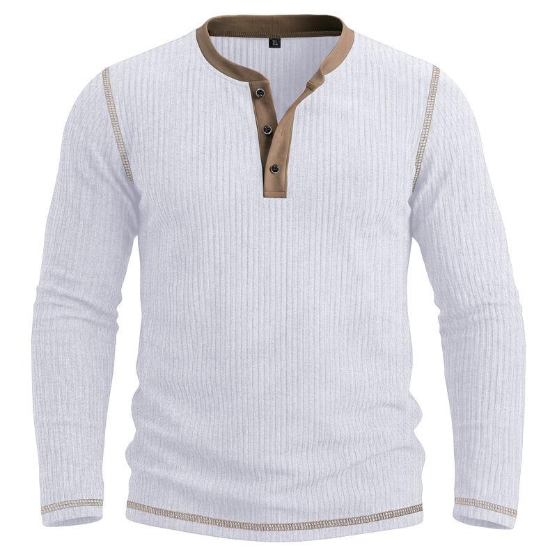 Mens Long Sleeve Henley Shirt Casual Autumn Winter Top