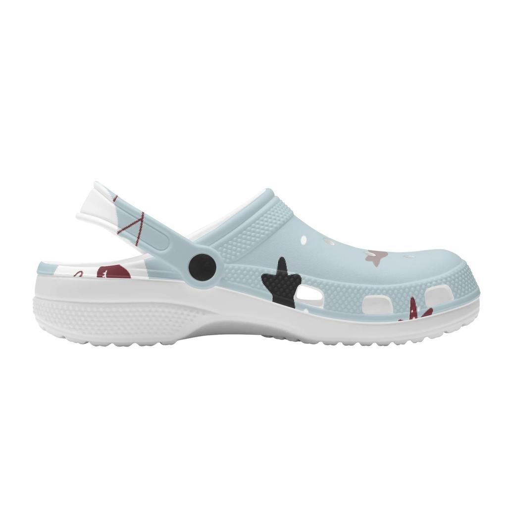White Printed EVA Clogs for Women Men Breathable Lightweight Slip On Casual Footwear Soft Sole Summer Sandals Daily Walking