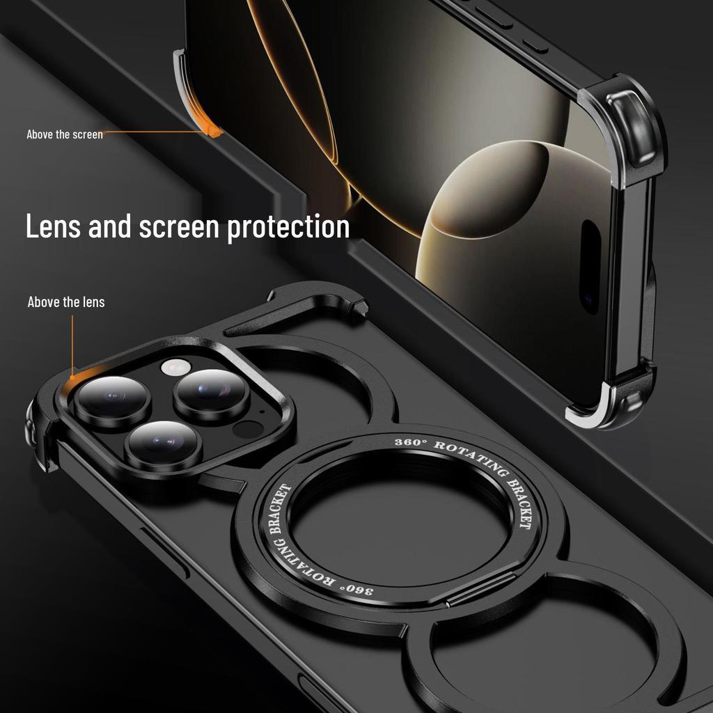 Apple 16 ProMax Magnetic Rotating Metal Phone Case for iPhone 15