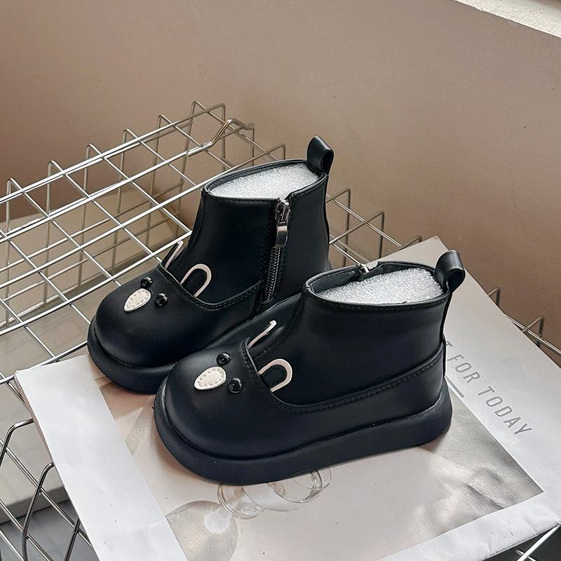 Warm Girl Boot Cute Cartoon Princess Girl Shoes Versatile Trendy Ankle Boot Anti Slip Short Boots Flat Bottomed Child Shoe Botas