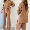 Nuovi Set Due Pezzi Maglione e Pantaloni Monocolore Autunno Inverno per Donna Casual Vestibilità Larga Maglia Pullover Top Jumprt Pantaloni a Gamba Larga Completi