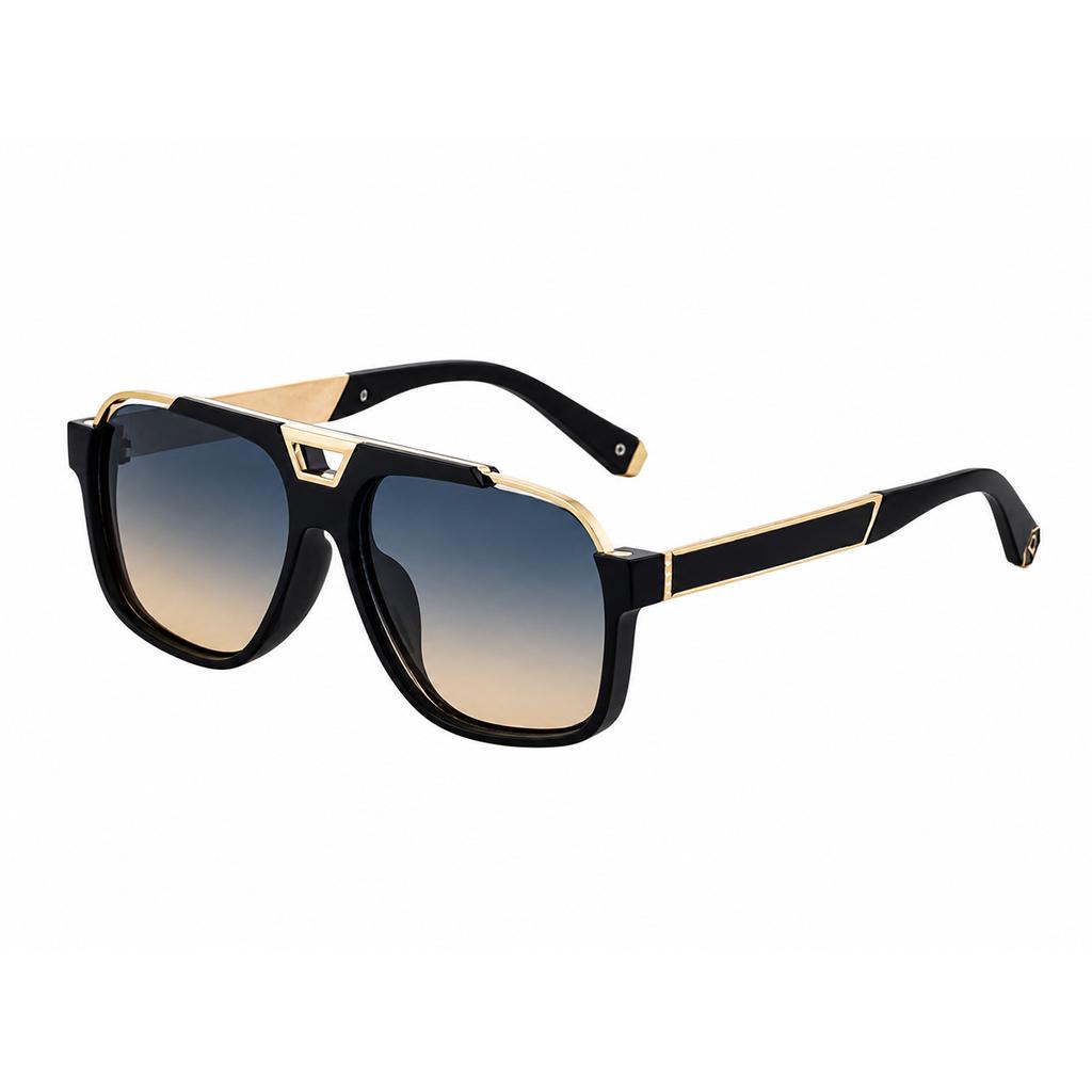 New European and American fashion square sunglasses men's double beam personality trend driving sunscreen sunglasses men
