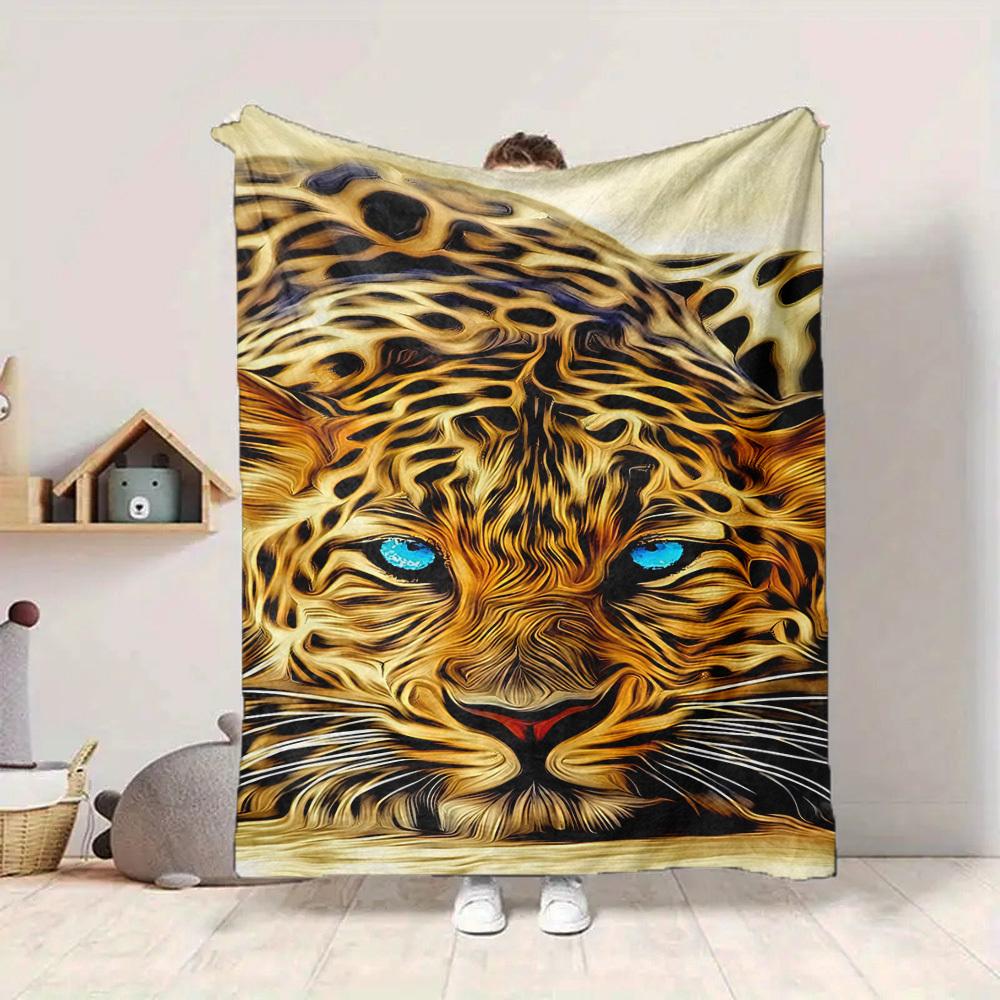 1pc Tiger Print Blanket Lightweight Blanket Throw Blanket For Sofa, Bed, Travel, Camping, Livingroom, Office, Couch, Chair Yy251010074