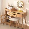 Dressing Table Strong Load-bearing Sufficient Storage Capacity Spacious Desktop LED Light Design with Mirror Burr-Free 3-Color Table