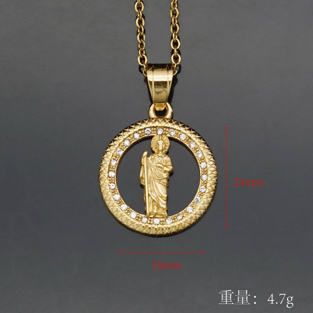 316L Stainless Steel Necklace Chain Gold Color Saint Jude Christian Jewelry Jesus Crucifix Men's Cross Pendant Gift