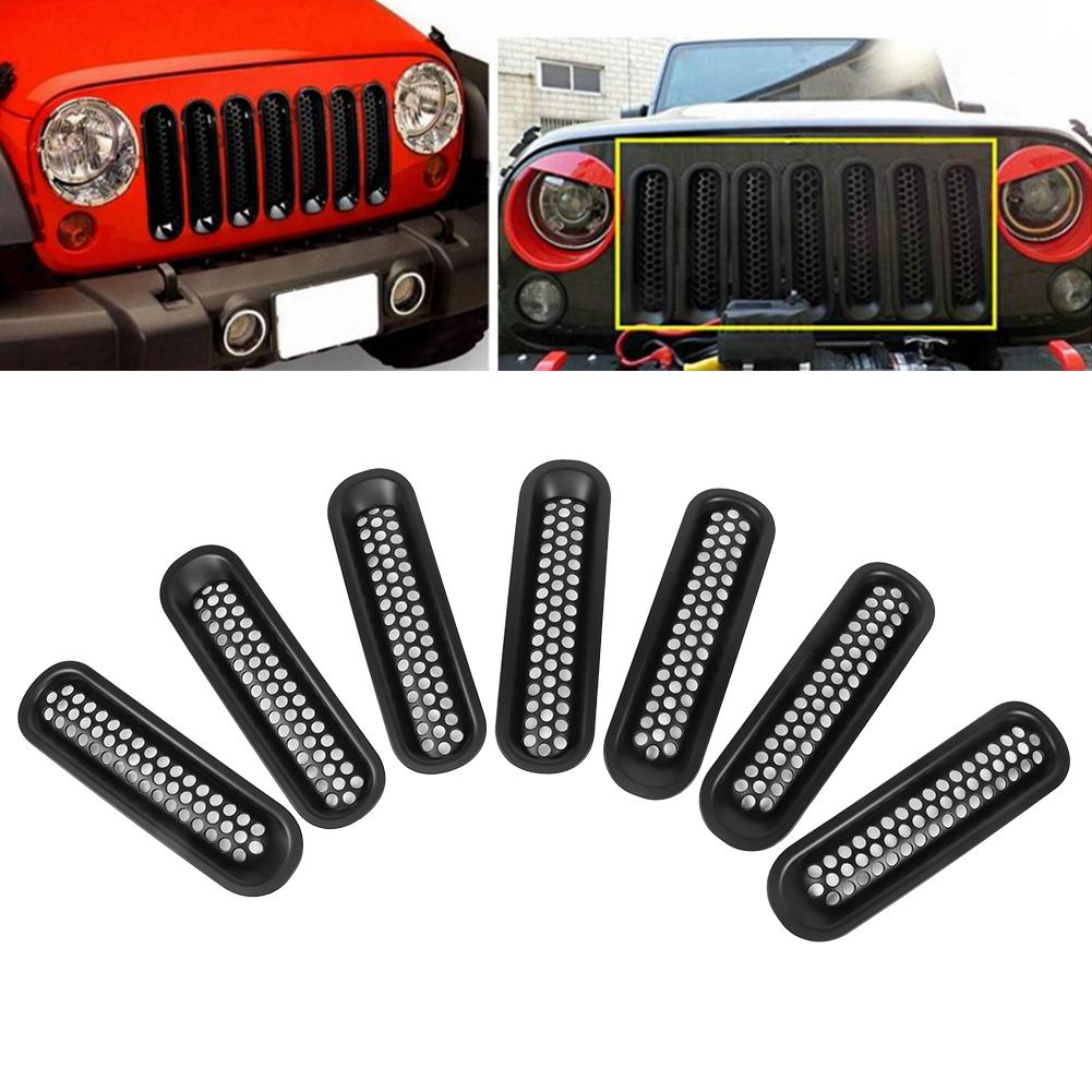 7pcs ABS Exterior Front Grilles Mesh Grill Fit For Jeep Wrangler 20072018 Black