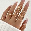 Women Stackable Rings Set Vintage Boho Midi Knuckle Ring Set Moon Pearl Chain Charm Minimalist Statement Jewelry