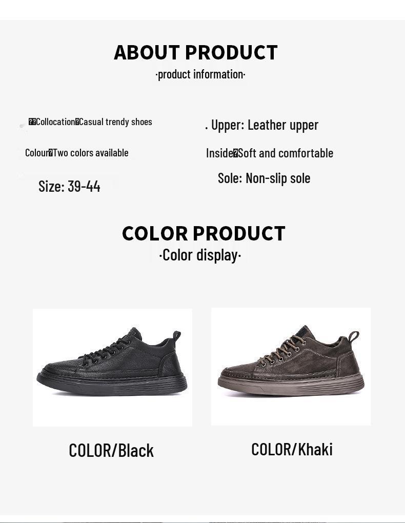 2023 Men's Casual Black Low-Top Korean Style Sport & Work Shoes