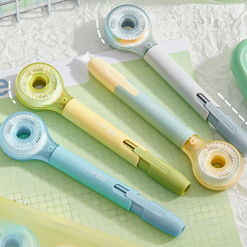 4Pcs Correction Tape Macaron Color Creative Design Corrector of Pen Shape Comfortable Holding Kawaii Stationery School Supplies
