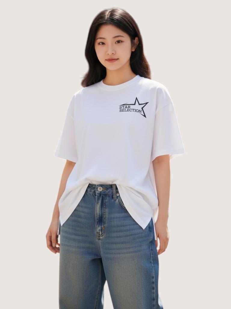 ZBLACK Star Selection Small Logo Small Logo Oversized Short Sleeve (White)