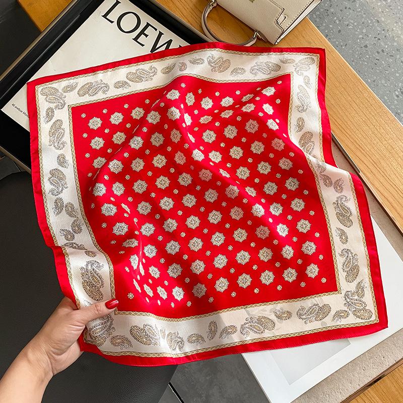 Fashion 100% Real Pure Silk Headscarf Square Satin Scarf For Women Shawl Foulard Hijab Neckerchief Bandana Print Bufanda Echarpe