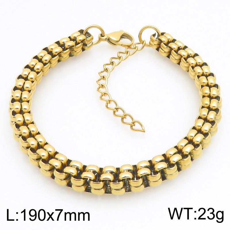 KALEN Gold Color Double Row Stainless Steel Bracelet for Men Hip Hop Cuban Link Necklace Extension Thick Waterproof Jewelry Gift