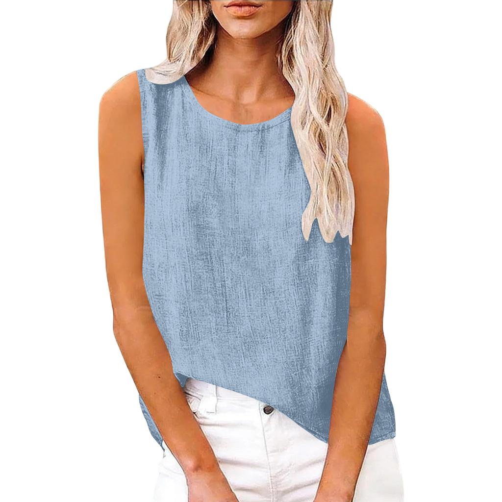 Women's Sleeveless Cotton And Linen Top For Spring And Summer