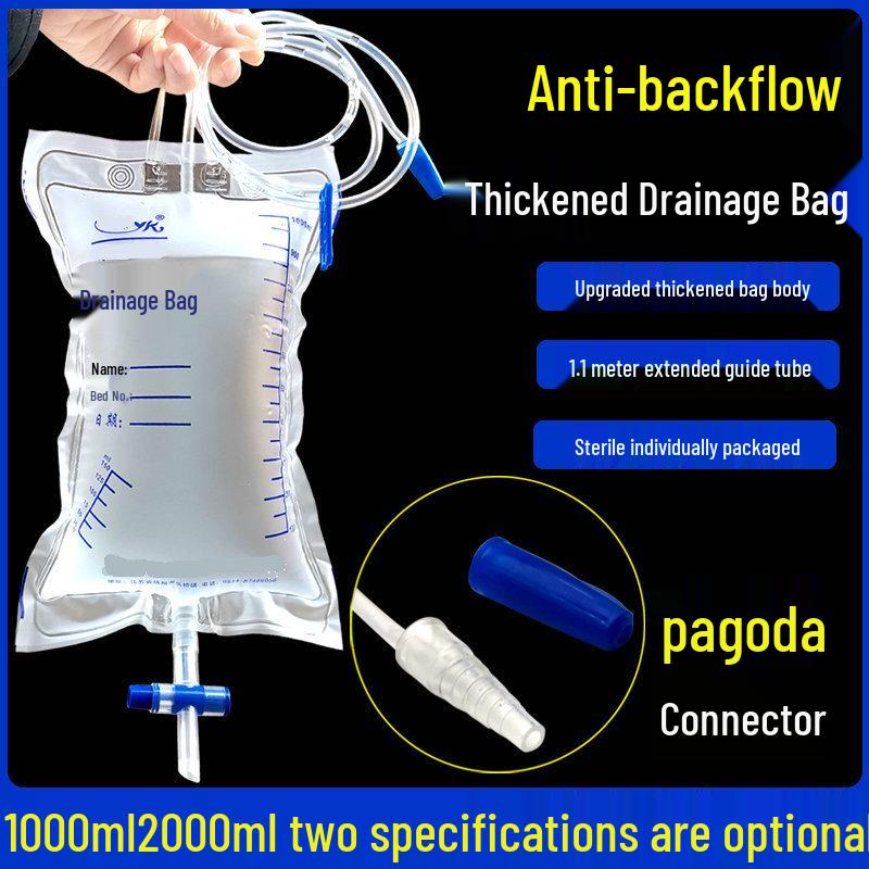 1000ml Disposable Anti-reflux Catheter Urine Drainage Bag with 1.1m Tube for Home Use