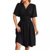 2024 Spring/Summer Women's V-Neck Waist-Cinching Flared Sleeve Dress