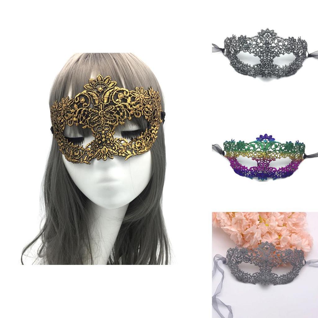 Lace Adult Costume Mask With Gold Silver Embroidery For Costume Party And Holiday Celebrations