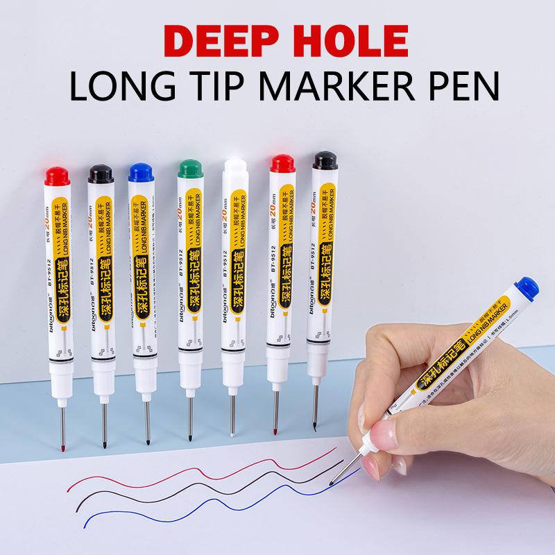 72 Hours Deep Reach Marker Waterproof Construction Pen Long Nip Drill Markers Colorful Waterproof Carpenter Pens
