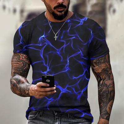 Heren T-shirt 3D Bliksemprint Heren Korte Mouwen Tops Zomer Street Fashion T-shirt voor Mannen Casual T-shirts Oversized T-shirt