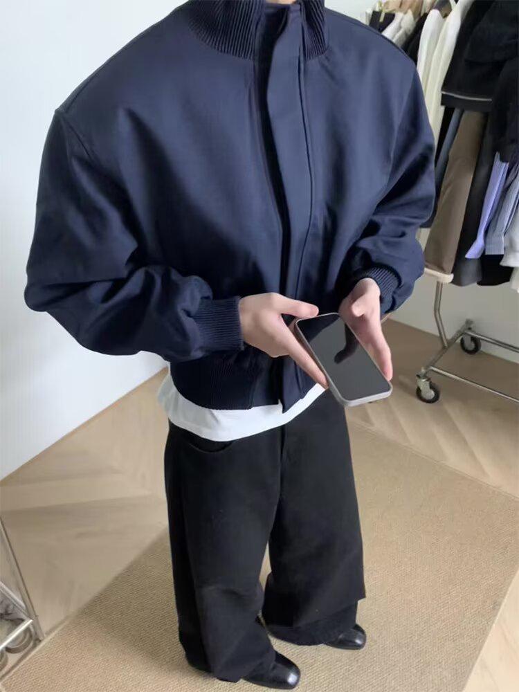 Męska pikowana kurtka bomberka Harajuku 2025 - Wysokiej klasy casualowy kołnierz stojący na wiosnę/jesień