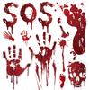Halloween Wall Doors Windows Stickers Blood Handprint Footprint Skull Pattern Halloween Party Scene Decor Supplies Horror Props