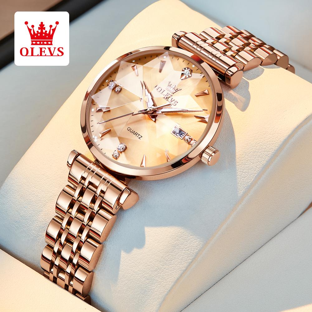 Luxury Brand Diamond Quartz Women's Watch Fashion Elegant Rose Gold Waterproof Women's Bracelet