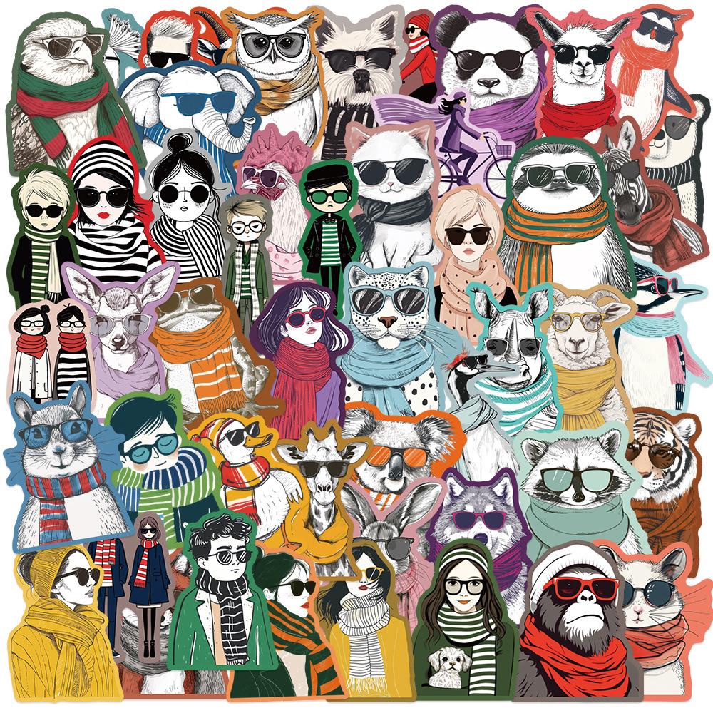 Sada samolepek divoké zvěře: Los, Alpaka, Panda & Lev