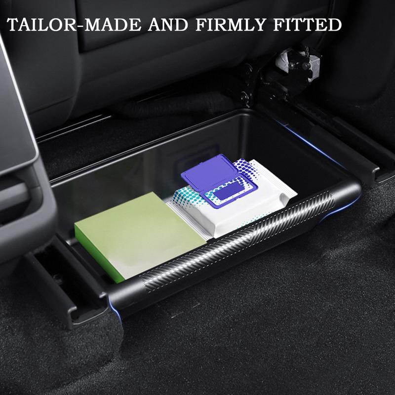 For New Version Of Tesla Model Y Under Seat Storage Organizer Waterproof Storage Bin Vehicle Accessories Under Seat Tray For