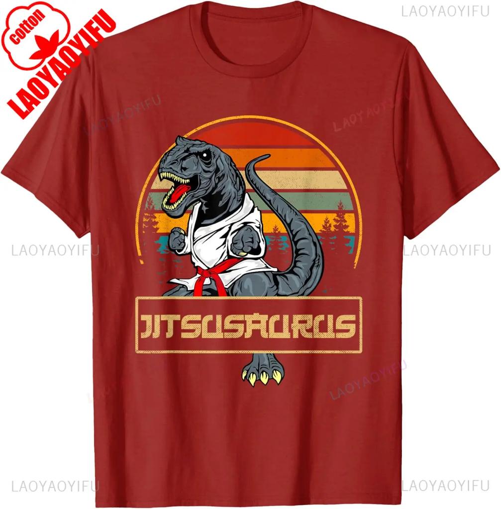Jitsusaurus Funny Jiu Jitsu TRex BJJ MMA Martial Arts Gifts TShirt Unisex Clothing Graphic T Shirts Adult Short Sleeve Cotton Tee