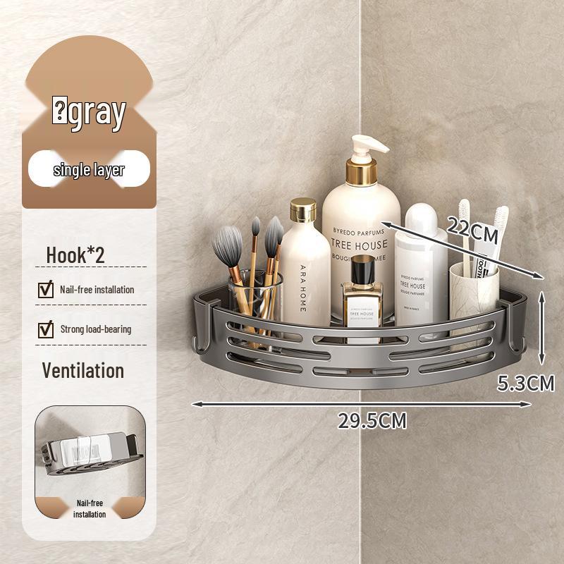 Corner Bathroom Suction Cup Basket - No-Drill Toiletries Organizer