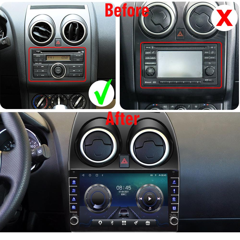 Android Car Radio Multimedia Video Player for Nissan Qashqai J10 2006-2013 Med knappeknapp Carplay WiFi BT 2 Din 2+32GB